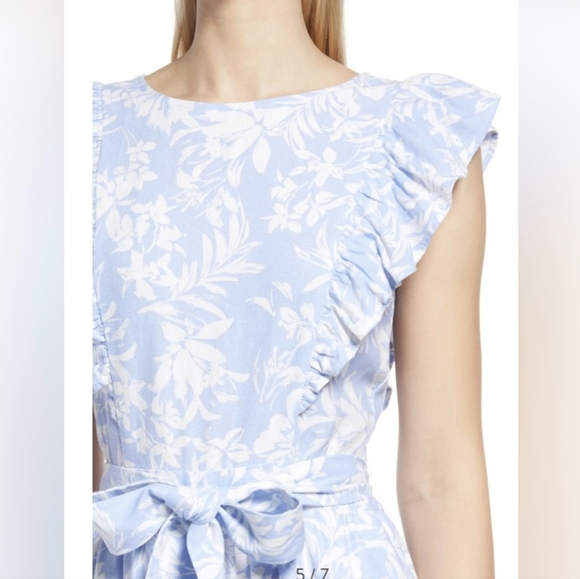 NWT Floral Linen Blender Romper, Smocked, Back Zipper, size S - Picture 6 of 8